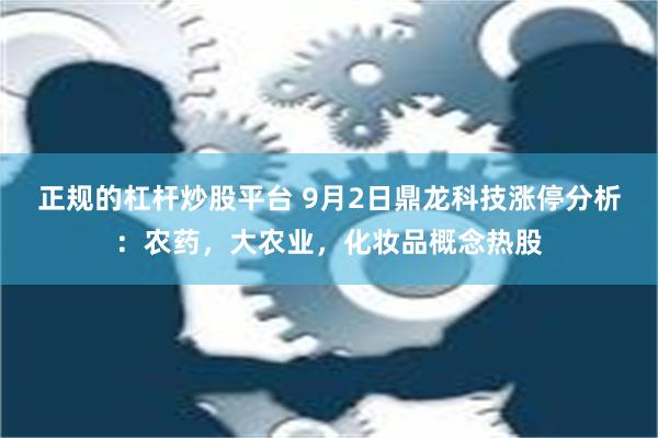 正规的杠杆炒股平台 9月2日鼎龙科技涨停分析：农药，大农业，