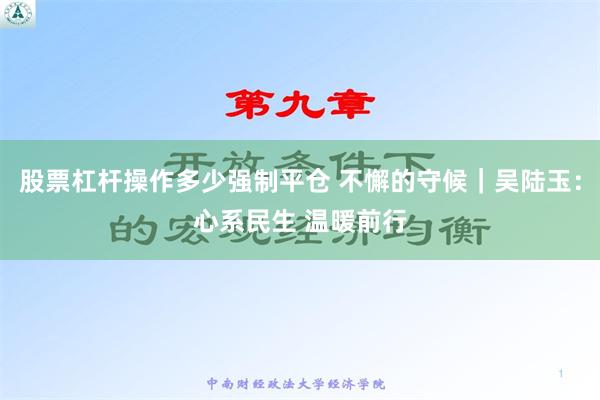 股票杠杆操作多少强制平仓 不懈的守候｜吴陆玉：心系民生 温暖