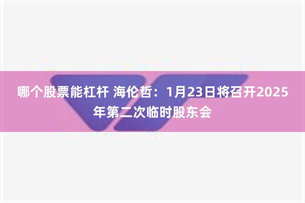 哪个股票能杠杆 海伦哲：1月23日将召开2025年第二次临时